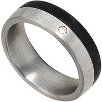 SIGO Partner Ring Edelstahl mattiert mit Carbon 1 Diamant Brillant von SIGO