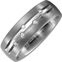 SIGO Partner Ring Titan teil matt 5 Diamanten Brillanten 0,05ct. Partnerring von SIGO