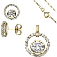 SIGO Schmuck-Set 333 Gold Gelbgold mit Zirkonia Ohrstecker und Kette 45 cm von SIGO