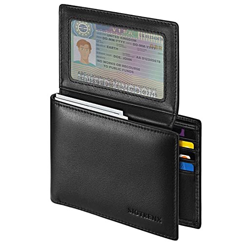 SIGTRENX Herren Portmonee Leder mit RFID Schutz Geldbeutel Echtleder Portemonnaie Geldbörse Herren Leder (Schwarz) von SIGTRENX