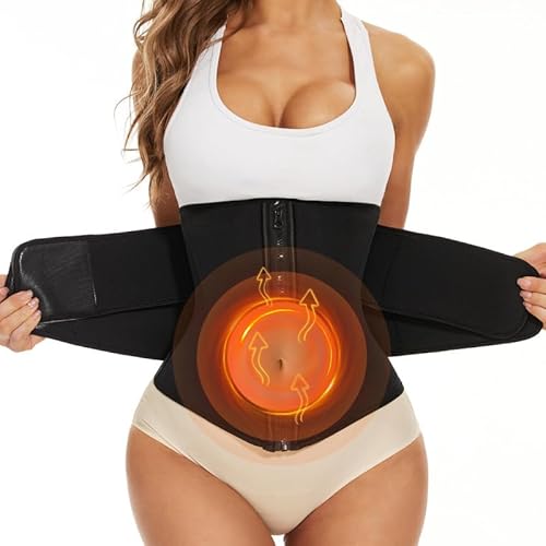 Bauchweggürtel Damen Korsett Taillentrainer Damen Body Shaper Trimmer Waist Trainer Cincher Schlankheits-Trimmer Taillentrainer Gürtel Doppelgürtel Bauchgurt Für Frauen mit 2 Bändern,Schwarz, XL von SIHOHAN