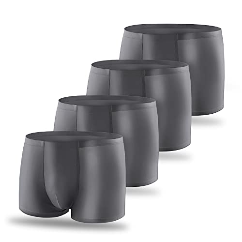 SIHOHAN Boxershorts Herren Unterhosen, Atmungsaktiv Männer Retro Shorts Unterwäsche, Sehr Flache und Feine Nähte, 4er Pack (Grau, XL) von SIHOHAN