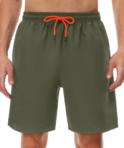 SIHOHAN Badehose für Herren - Schnelltrocknend Badeshorts Männer Atmungsaktiv Schwimmhose wasserdichte Boardshorts mit Meshfutter und Verstellbarem Tunnelzug(Armeegrün,S) von SIHOHAN