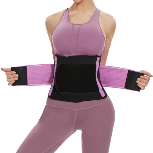 SIHOHAN Bauchweggürtel, Schwitzgürtel Fitness Gürtel, Verstellbarer Taille Trimmer Gürtel Fitnessgürtel, Waisttrainer Taillenformer, Bauchgürtel für Herren und Damen（Violett, L） von SIHOHAN