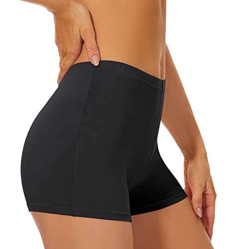 SIHOHAN Damen Baumwolle Boxershorts Radlerhose Damen kurz Panties Unterhosen mit Beinen Hose unter Kleid doppelter Schritt (1 X Schwarz,L) von SIHOHAN