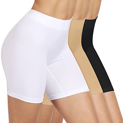 SIHOHAN Radlerhose Damen kurz, Unterhosen mit Bein Boxershorts Damen Kurze Leggings Shorts, Unterziehhose Hose unter Kleid Radler Unterwäsche, hohe Taille und Bequem(Schwarz+weiß+beige,3XL) von SIHOHAN