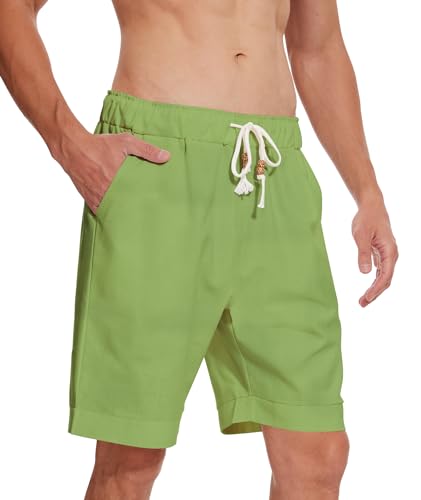 SIHOHAN Kurze Hosen Herren Sommer Leinenshorts - Leicht Herren Shorts Elastische Taille Luftige Beach Shorts Leinenhose mit Gummizug und Taschen für Männer von SIHOHAN