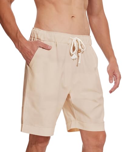 SIHOHAN Kurze Hosen Herren Sommer Leinenshorts - Leicht Herren Shorts Elastische Taille Luftige Beach Shorts Leinenhose mit Gummizug und Taschen für Männer von SIHOHAN