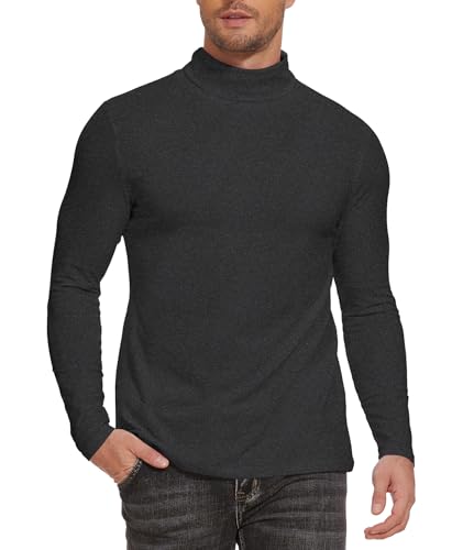 SIHOHAN Herren Rollkragenshirt Basic Rollkragenpullover Slim fit Langarmshirt Innenfleece Thermounterwäsche Oberteil Langarm Herren Rollkragen Pullover Longsleeve(Grau,XXL) von SIHOHAN