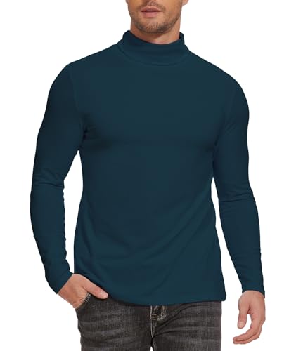 SIHOHAN Herren Rollkragenshirt Basic Rollkragenpullover Slim fit Langarmshirt Innenfleece Thermounterwäsche Oberteil Langarm Herren Rollkragen Pullover Longsleeve(Marineblau,M) von SIHOHAN