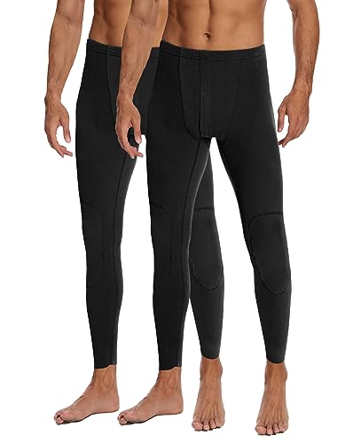 SIHOHAN Herren Thermo Unterhose Lang,Extra Warme Herren Unterhosen Langes Bein Bequeme,Lange Gefütterte Unterhosen Männer,Thermo Leggings Thermoleggings Winter Thermounterwäsche(2*sChwarz-03,M) von SIHOHAN