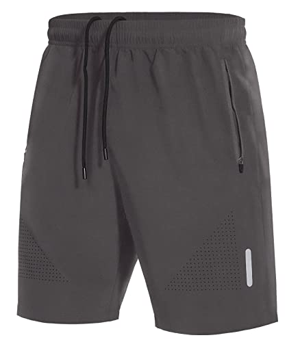 SIHOHAN Kurze Hosen Herren Sporthose Schnelltrocknend Sportbekleidung Jogginghose Sport Shorts mit Reißverschlusstasch Geeignet für Verschiedene Freizeit und Sport Gelegenheiten(Grau,L) von SIHOHAN