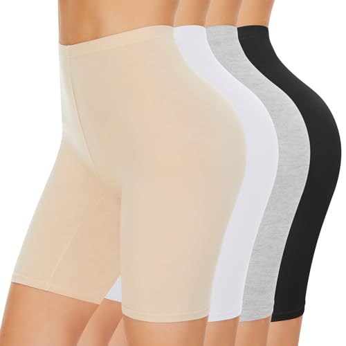 SIHOHAN Radlerhose Damen Baumwolle Boxershorts Unterwäsche Anti scheuern Unterhose Hose unter Kleid Kurze Shorts(Schwarz+Weiß+Beige+Grau,M) von SIHOHAN