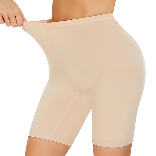 SIHOHAN Radlerhose Damen Baumwolle Boxershorts Unterwäsche Anti scheuern Unterhose Hose unter Kleid Kurze Shorts(1 x Beige,L) von SIHOHAN