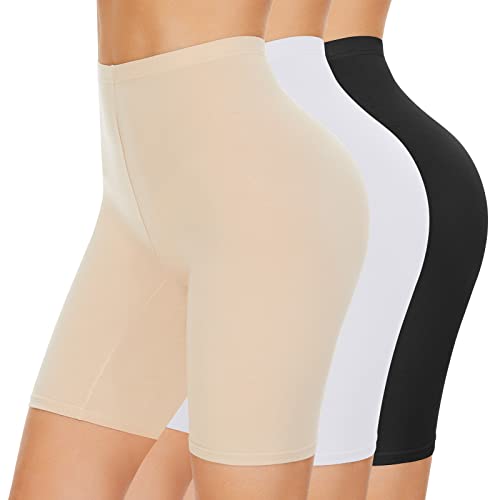 SIHOHAN Radlerhose Damen Baumwolle Boxershorts Unterwäsche Anti scheuern Unterhose Hose unter Kleid Kurze Shorts(Schwarz+Weiß+Beige,3XL) von SIHOHAN