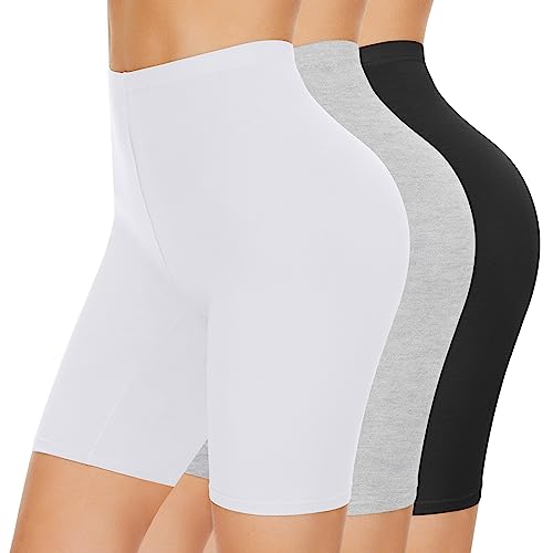 SIHOHAN Radlerhose Damen Baumwolle Boxershorts Unterwäsche Anti scheuern Unterhose Hose unter Kleid Kurze Shorts(Schwarz+Weiß+Grau,3XL) von SIHOHAN