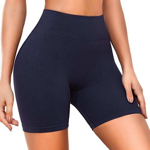 SIHOHAN Radlerhose Damen Kurze Sporthose Leggings High Waist Sport Shorts Sommer Elastisch Bauchweg Fitness Hotpants(Navy Blau,S) von SIHOHAN