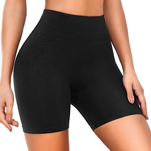 SIHOHAN Radlerhose Damen Kurze Sporthose Leggings High Waist Sport Shorts Sommer Elastisch Bauchweg Fitness Hotpants(Schwarz,L) von SIHOHAN