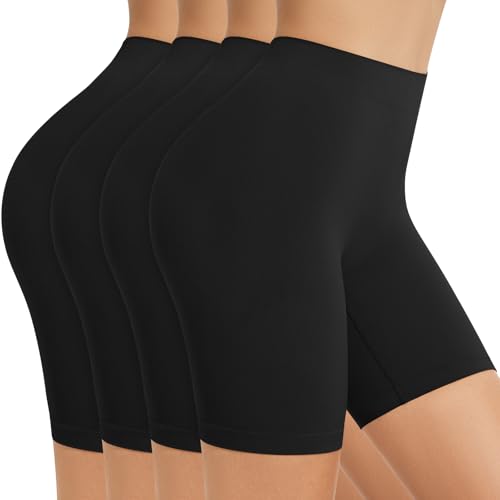 SIHOHAN Radlerhose Damen kurz, Unterhosen mit Bein Boxershorts Damen Kurze Leggings Shorts, Unterziehhose Hose unter Kleid Radler Unterwäsche, hohe Taille und Bequem (4 x Schwarz, XXL) von SIHOHAN