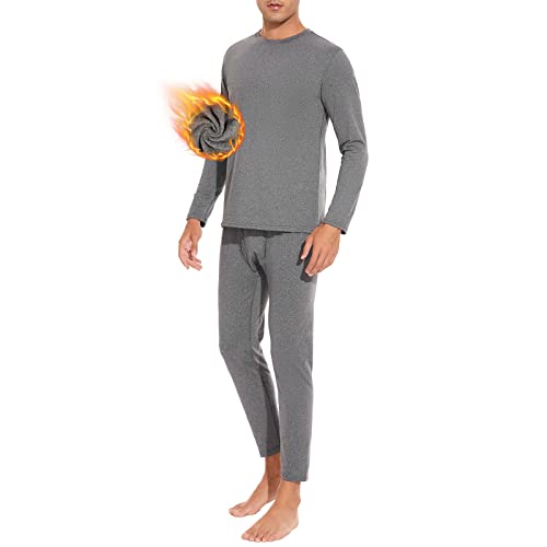 SIHOHAN Thermounterwäsche Herren Set, Funktionsunterwäsche, Skiunterwäsche, Thermo Unterwäsche Männer Winter mit Innenfleece (Grau, 2XL) von SIHOHAN