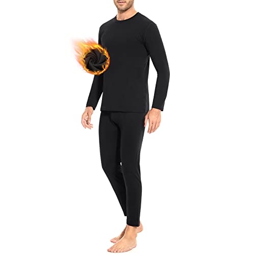 SIHOHAN Thermounterwäsche Herren Set, Funktionsunterwäsche, Skiunterwäsche, Thermo Unterwäsche Männer Winter mit Innenfleece (Schwarz, S) von SIHOHAN