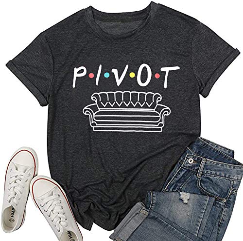 Pivot Shirt für Damen, Pivot Friends, Pivot, Pivot, Pivaht Friends, TV-Show, Buchstabendruck, T-Shirt Top, Schwarz, Klein von SIJIALUN