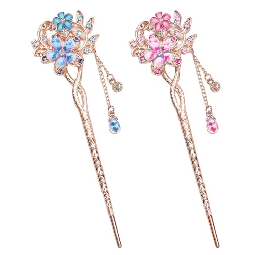 2 Blumen Haarnadeln Exquisite Quaste Haarschmuck Ele Haarnadeln Haarnadel Dekoration für Frauen Kleidung Zubehör von SIKAMARU
