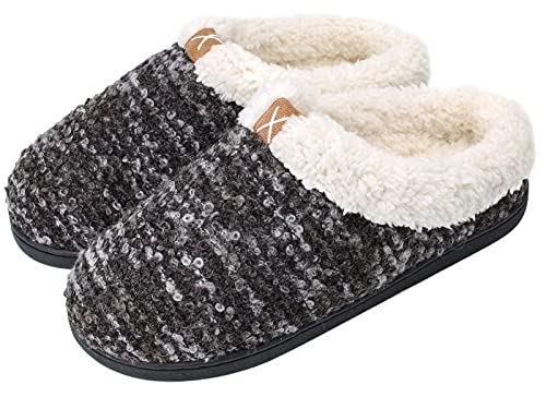 SIKELO Damen Hausschuhe Winter Warm Plüsch Pantoffeln Memory Foam Pantoffeln Weich Bequem Rutschfeste Schuhe für Drinnen Draußen Wblk 38-39 von SIKELO