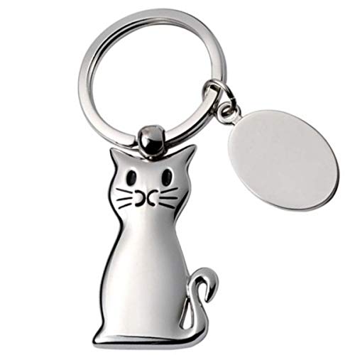 SILBERKANNE Schlüsselanhänger Katze 8x4 cm Premium Silber Plated edel versilbert. Fertig zum verschenken mit schicker Geschenkverpackung von SILBERKANNE