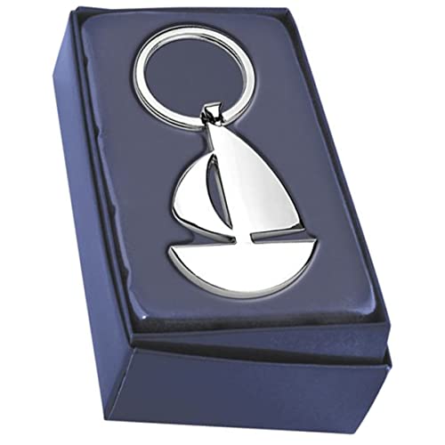 SILBERKANNE Schlüsselanhänger Segelboot 8,5x3,5 cm Silber Plated Premium versilbert. Edel verpackt in einem eleganten Etui von SILBERKANNE