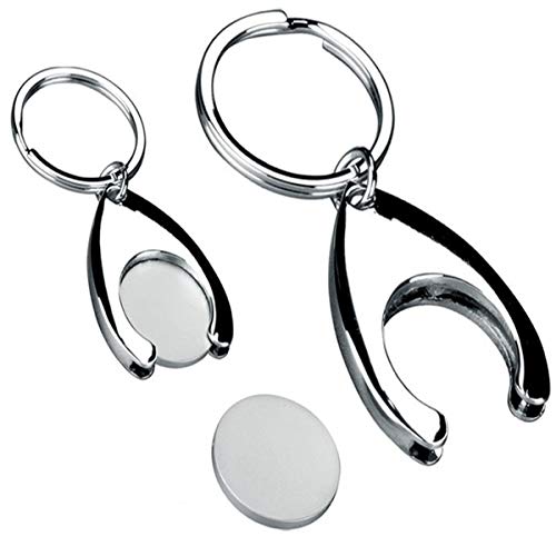 SILBERKANNE Schlüsselanhänger mit Chip für Einkaufswagen 8x3,5x1 cm Premium Silber Plated edel versilbert in Top Verarbeitung von SILBERKANNE