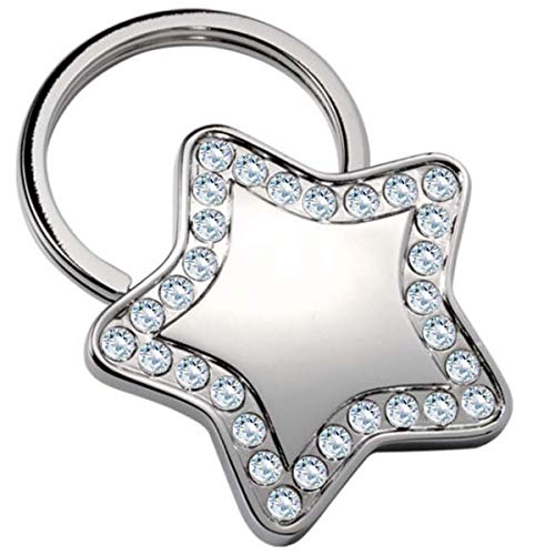 SILBERKANNE Schlüsselanhänger mit Stern und Kristalle 6x4,5 cm Premium Silber Plated edel versilbert in Top Verarbeitung von SILBERKANNE