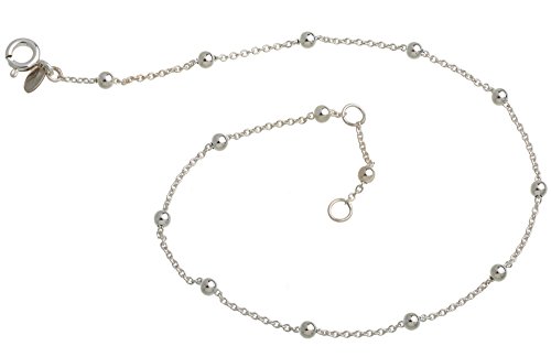 Fußkette Erbse mit Kugeln - 1,3mm Durchmesser - 925 Silber, Länge wählbar von 23-30cm von SILBERKETTEN STORE DEIN SCHMUCK ONLINE SHOP