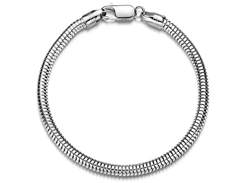 Rundes Schlangenkette Armband 4mm, Länge 20cm - 925 Silber von Silberketten Store