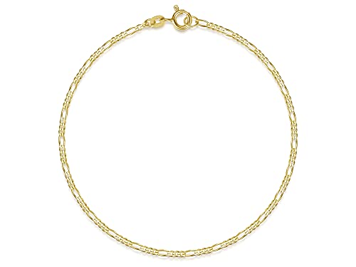 Edles Figarokette Armband Breite 2mm | aus echt 585 Gold | hochglanzpoliertes Armband | Echtgold mit Federringverschluß von Silberketten Store