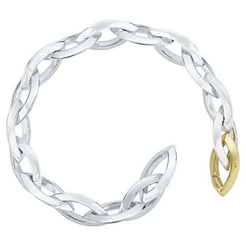 SILBERKETTEN STORE DEIN SCHMUCK ONLINE SHOP Fashion Line Armband Navette mit einer Breite von 10,2mm | aus echt 925 Silber | hochglanzpoliertes Silberarmband | Armkette mit vergoldetem Verschluß von Silberketten Store