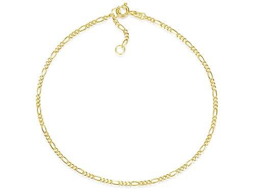 SILBERKETTEN STORE DEIN SCHMUCK ONLINE SHOP Fußkette Figaro Breite 2mm | aus echt 585 Gold | hochglanzpolierte Fußkette | Echtgold mit Federringverschluß von SILBERKETTEN STORE DEIN SCHMUCK ONLINE SHOP