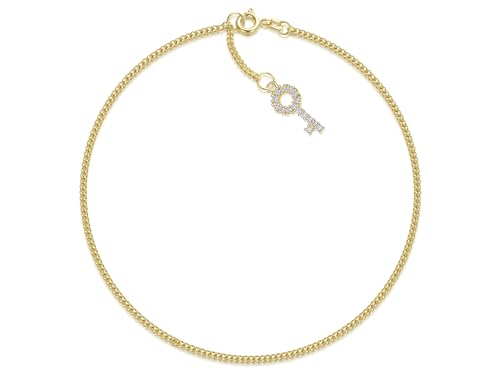 SILBERKETTEN STORE DEIN SCHMUCK ONLINE SHOP Fußkette Panzer Breite 1,7mm mit kleinem Schlüssel | aus echt 585 Gold | hochglanzpolierte Fußkette | Echtgold mit Federringverschluß von SILBERKETTEN STORE DEIN SCHMUCK ONLINE SHOP