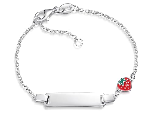 SILBERKETTEN STORE DEIN SCHMUCK ONLINE SHOP Kinder/Baby Gravur-Armband Erbse 1,5mm mit Erdbeere |inklusive Gravur | echt 925 Silber von Silberketten Store