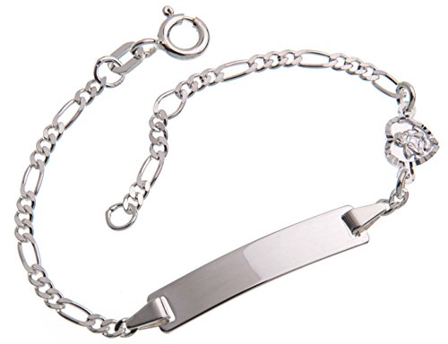 Silberketten Store Baby- & Kinder ID Armband Engel-Anhänger inkl. Gravur & Geschenksäckchen I aus 925 Silber I nickelfrei & allergiker-geeignet I 10 verschiedene Schriftarten I 16 cm von Silberketten Store
