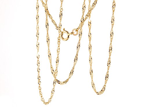 Singapurkette 333 Gold Damen 42cm I filigrane Goldkette Damen hochglanz 1,4mm Stärke I Echtgold Halskette Frauen mit Federring Verschluss von Silberketten Store