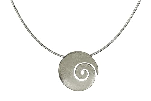 SILBERMOOS Anhänger mit Kette große Spirale Kreis rund offen gebürstet mit Schlangenkette 45 cm 925 Sterling Silber von SILBERMOOS