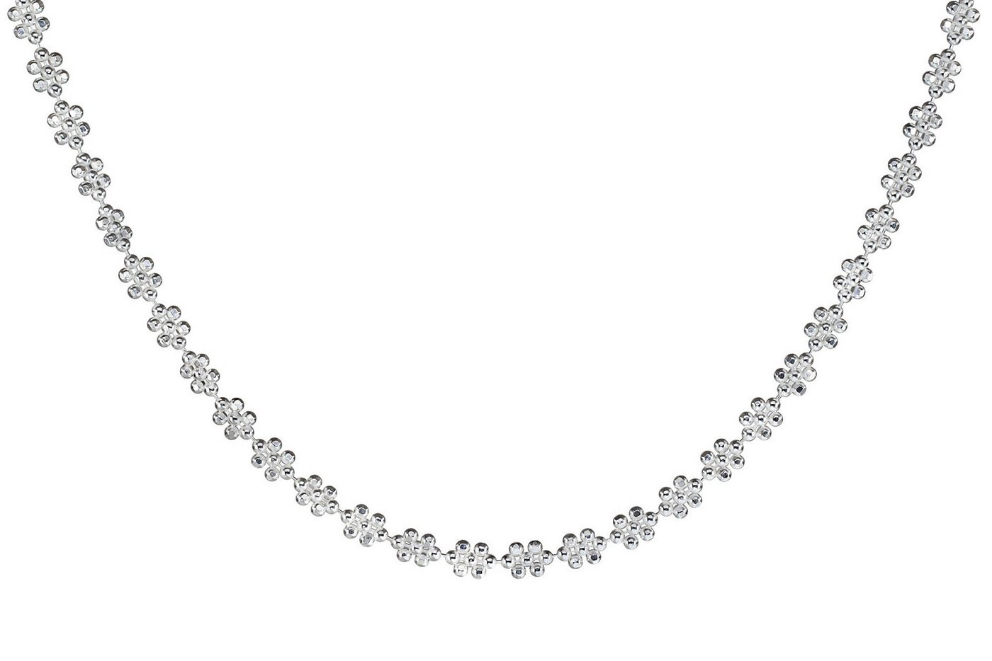 SILBERMOOS Collier Diamantiertes Blüten-Collier aus vielen kleinen Kugeln, 925 Sterling Silber von SILBERMOOS