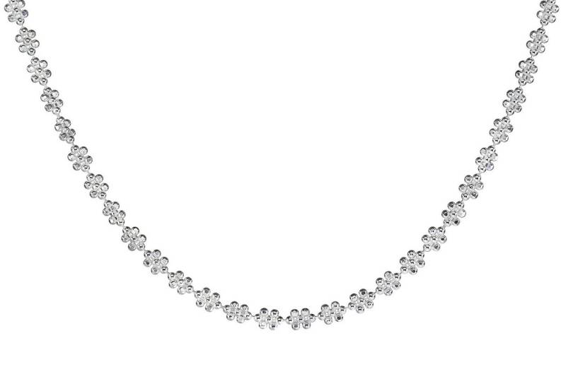 SILBERMOOS Collier Diamantiertes Blüten-Collier aus vielen kleinen Kugeln, 925 Sterling Silber von SILBERMOOS