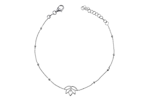 SILBERMOOS Damen Armband Lotus Blüte Statement Ankerkette Dots fein, 18 cm + Verlängerung, 925 Sterling Silber SILBERMOOS Damen Armband Lotus Blüte Statement Ankerkette Dots fein, 18 cm + Verlängerung, 925 Sterling Silber von SILBERMOOS