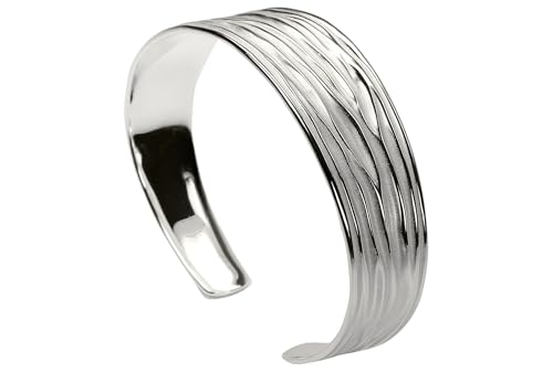 SILBERMOOS Damen Armreif Armspange offen Wellen-Muster matt glänzend 925 Sterling Silber von SILBERMOOS
