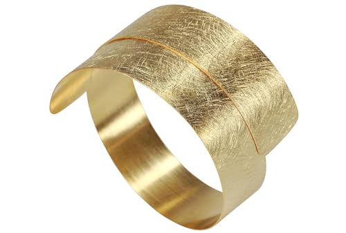 SILBERMOOS Damen Armreif Armspange vergoldet offen gewickelt flexibel gebürstet Spirale 925 Sterling Silber von SILBERMOOS