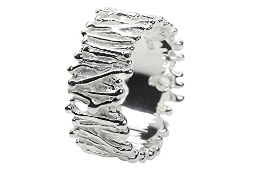 SILBERMOOS Damen Herren Partner Ring Stäbchen Wurzeln Streifen extravagant matt glänzend 925 Sterling Silber, Größe:54 von SILBERMOOS