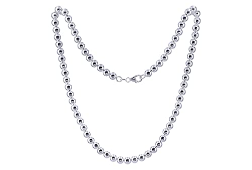 SILBERMOOS Damen Kette Ballkette Collier Kugeln Perlketten-Optik glänzend massiv 925 Sterling Silber 45 cm, Länge:45 cm von SILBERMOOS