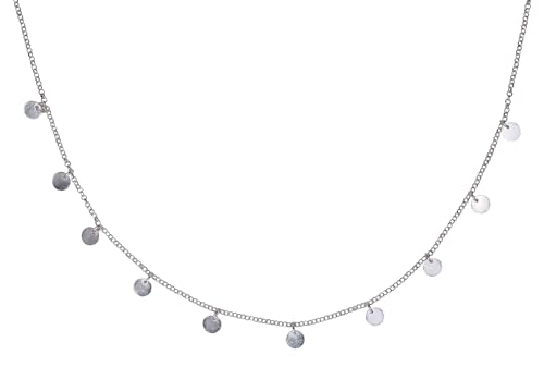 SILBERMOOS Damen Kette Blättchenkette Coins Silberkette Design Plättchen Kreise, 925 Sterling Silber, 40 42 45 cm von SILBERMOOS